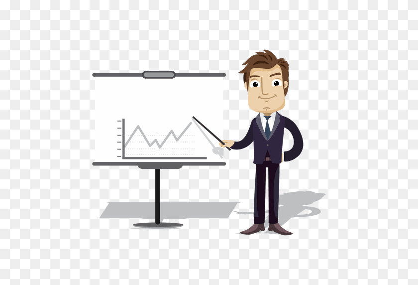 512x512 Businessman Cartoon Presenting Chart Board - Businessman PNG