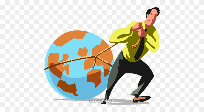 480x400 Businessman Dragging The World Royalty Free Vector Clip Art - Fired Clipart