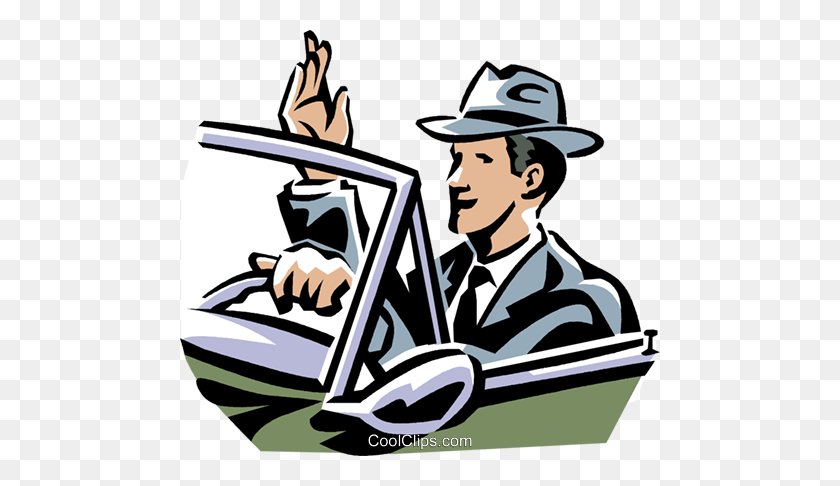 480x426 Businessman Driving A Car Royalty Free Vector Clip Art - Driving Car Clipart