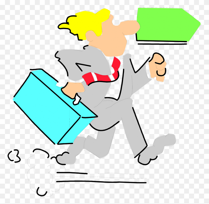 958x937 Businessman Free Stock Photo Illustration Of A Business Man - Running Late Clipart