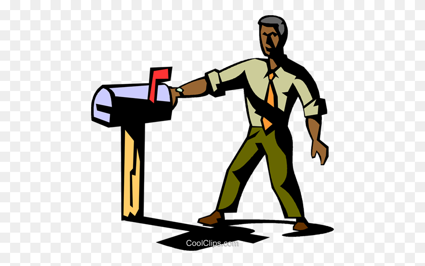 480x466 Businessman Getting Mail From A Mailbox Royalty Free Vector Clip - Mailbox Clipart