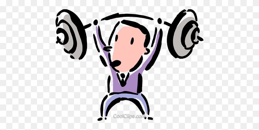 480x363 Businessman Lifting Weights Royalty Free Vector Clip Art - Weight Lifting Clipart