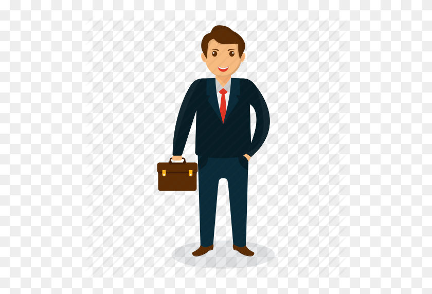 512x512 Businessman Mascot, Businessman With Briefcase, Cartoon Character - Cartoon Person PNG