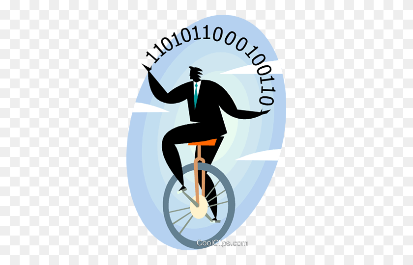 325x480 Businessman On A Unicycle Juggling Number Royalty Free Vector Clip - Unicycle Clipart