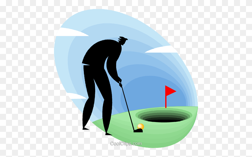 480x464 Businessman Playing Golf Royalty Free Vector Clip Art Illustration - Golf Ball Clipart