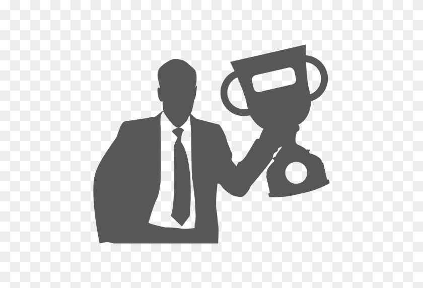 512x512 Businessman Raising Trophy Icon - Trophy Icon PNG