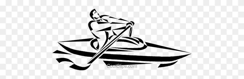 480x212 Businessman Rowing A Boat Royalty Free Vector Clip Art - Rowing Clipart