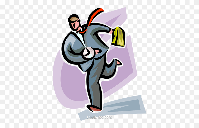 396x480 Businessman Running Late Royalty Free Vector Clip Art Illustration - Running Late Clipart
