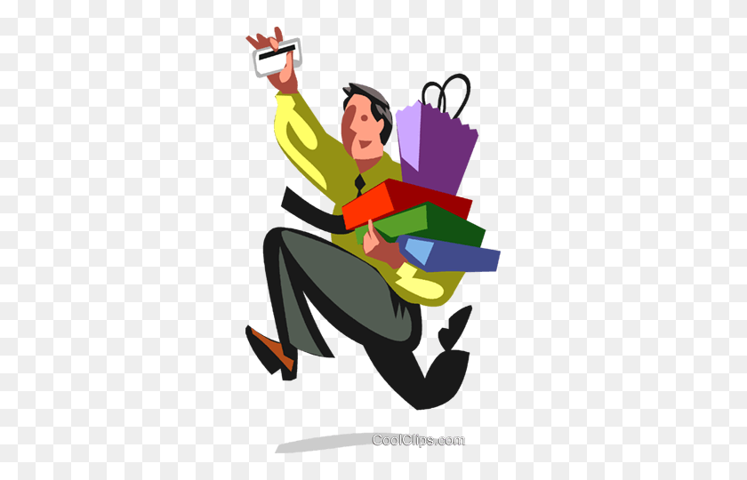 287x480 Businessman Running With Packages Royalty Free Vector Clip Art - Clip Art Packages