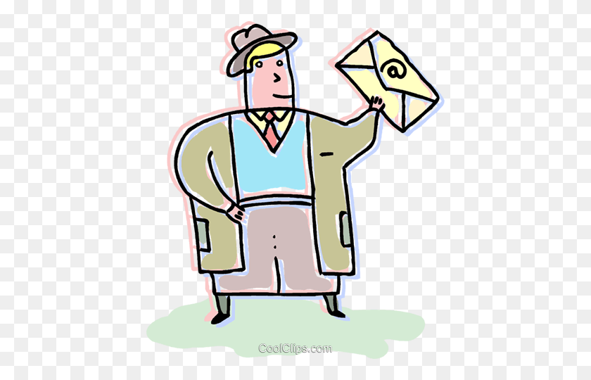 424x480 Businessman Sending An Email Royalty Free Vector Clip Art - Email Clipart Free