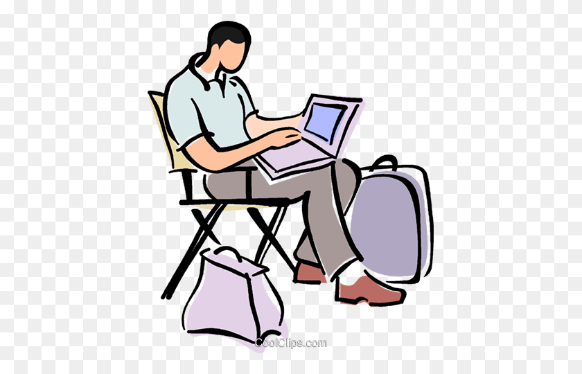 413x480 Businessman Sitting In A Directors Chair Royalty Free Vector Clip - Director Clipart