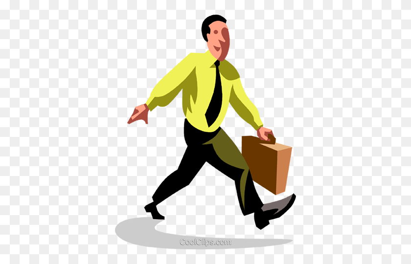 370x480 Businessman Striding To Work Royalty Free Vector Clip Art - Work In Progress Clipart