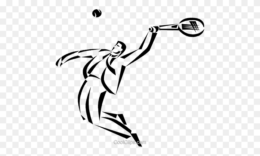480x446 Businessman Tennis Player Royalty Free Vector Clip Art - Volleyball Player Clipart Black And White