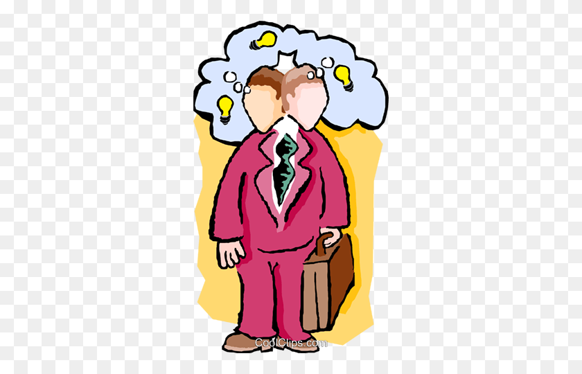 282x480 Businessman Thinking Of Ideas Royalty Free Vector Clip Art - Thinking Clipart