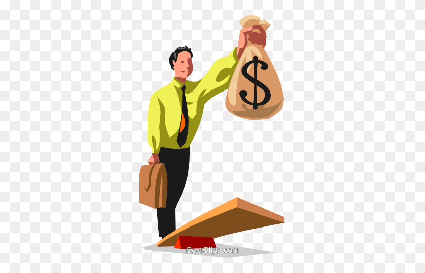 289x480 Businessman Trying To Balance His Money Royalty Free Vector Clip - Clipart Balance