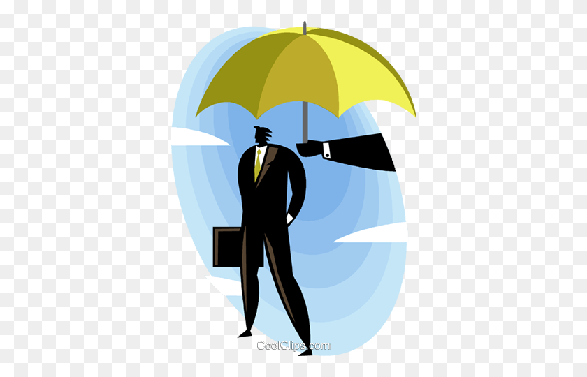 352x480 Businessman Under A Umbrella Royalty Free Vector Clip Art - Umbrella Clipart PNG