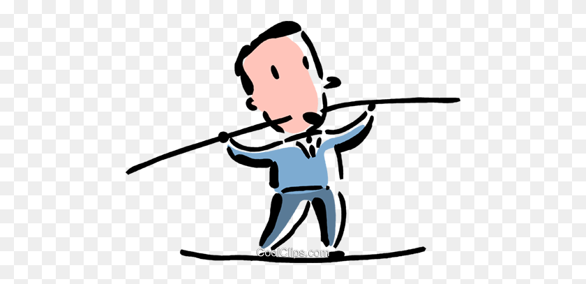 480x347 Businessman Walking A Tight Rope Royalty Free Vector Clip Art - Tightrope Clipart