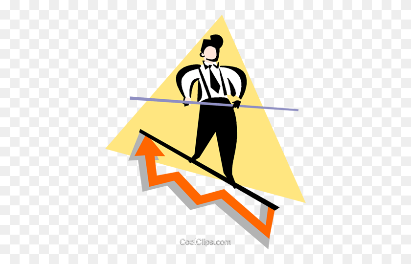 410x480 Businessman Walking On A Tightrope Royalty Free Vector Clip Art - Tightrope Clipart