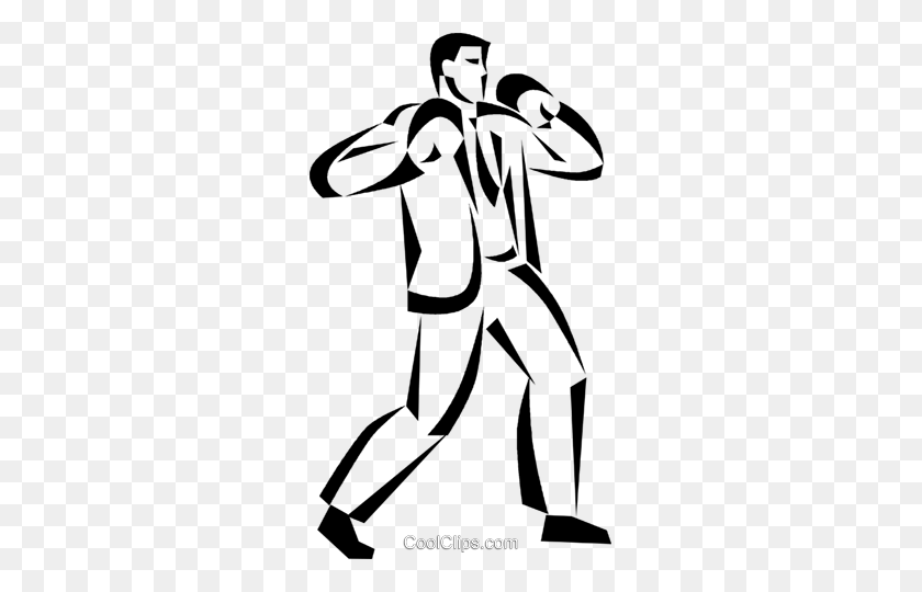 275x480 Businessman With Boxing Gloves On Royalty Free Vector Clip Art - Boxing Gloves Clipart Black And White