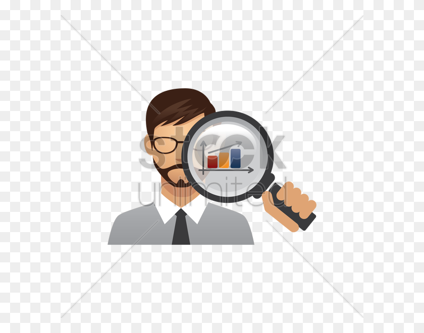 600x600 Businessman With Magnifying Glass Vector Image - Salesperson Clipart