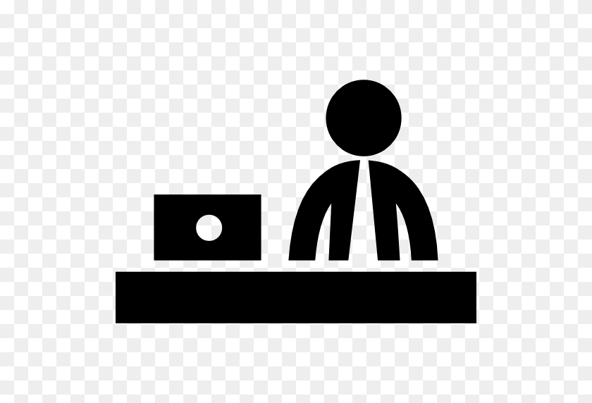512x512 Businessman Working Behind A Desk Of Office - Experience Icon PNG