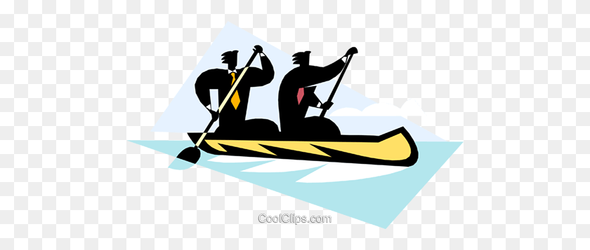 480x297 Businessmen Paddling A Canoe Royalty Free Vector Clip Art - Canoe Clipart