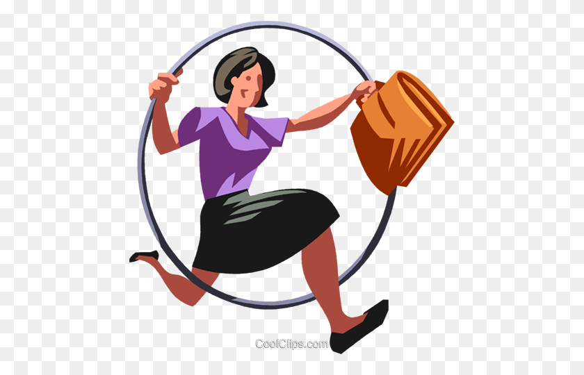 468x480 Businesswoman Jumping Through Hoops Royalty Free Vector Clip Art - Businesswoman Clipart