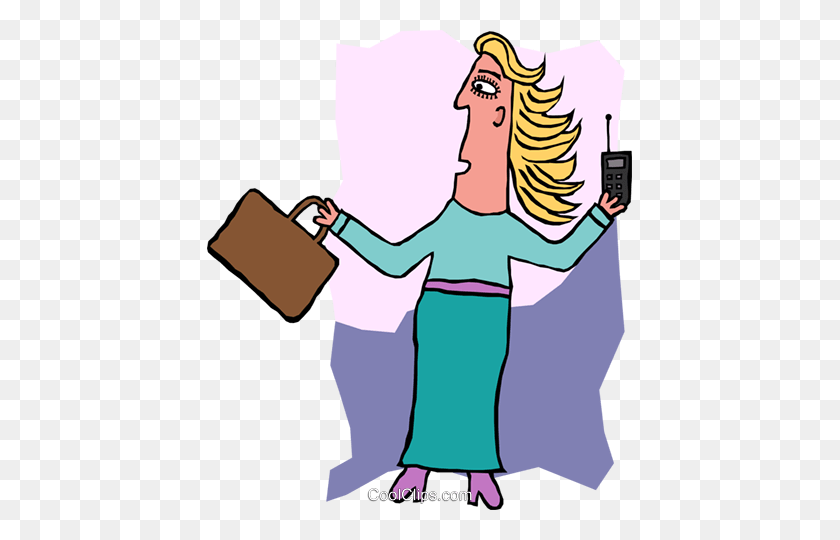 425x480 Businesswoman On The Move Royalty Free Vector Clip Art - Businesswoman Clipart