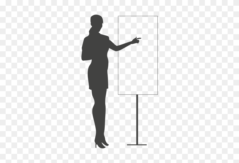 512x512 Businesswoman Pointing Board Silhouette - Black Woman PNG