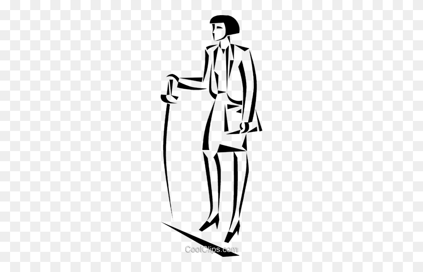 202x480 Businesswoman With A Fencing Sword Royalty Free Vector Clip Art - Sword Clipart PNG