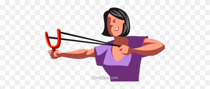 480x295 Businesswoman With A Slingshot Royalty Free Vector Clip Art - Slingshot Clipart