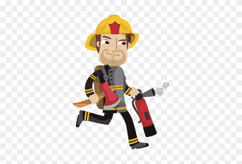 512x512 Busy Fireman Cartoon - Fireman PNG