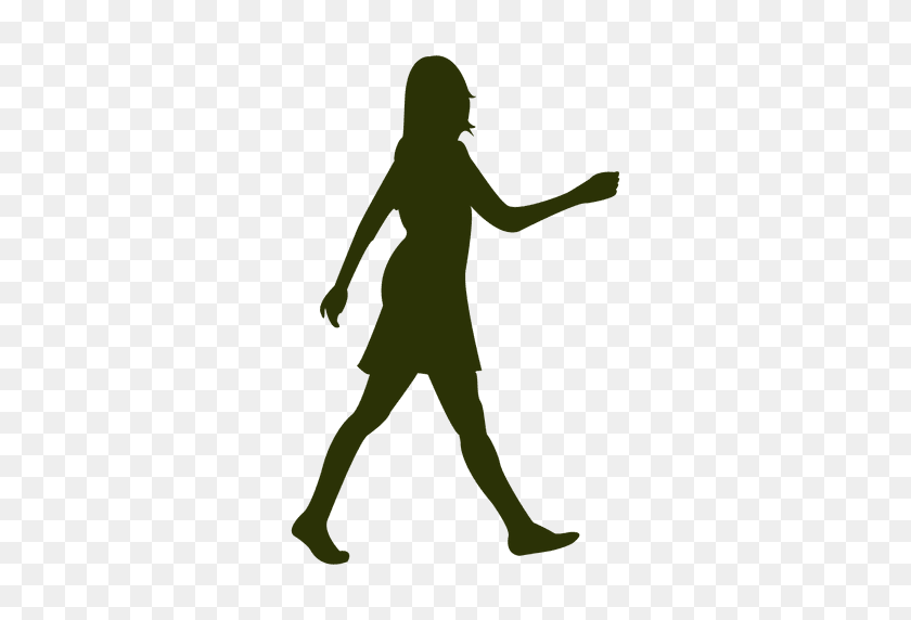 512x512 Busy Girl Walking Silhouette - Girl Walking PNG