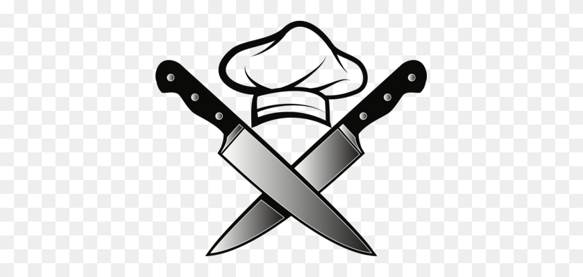 391x340 Butcher Knife Cleaver Kitchen Knives - Chef Hat Clipart Free