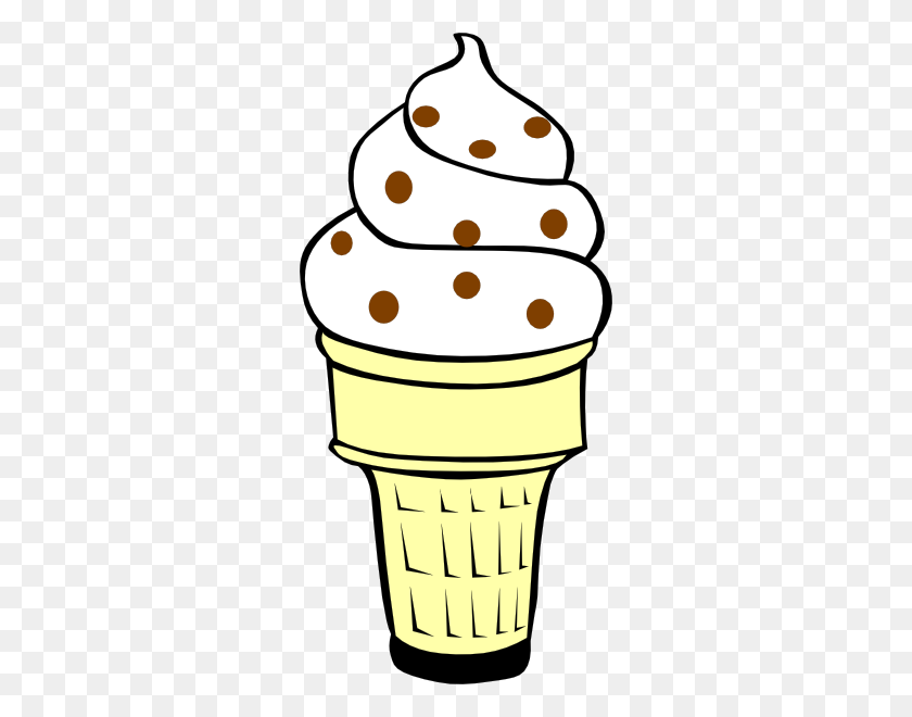 288x600 Butter Pecan Ice Cream Cone Clip Art - Pecan Clipart