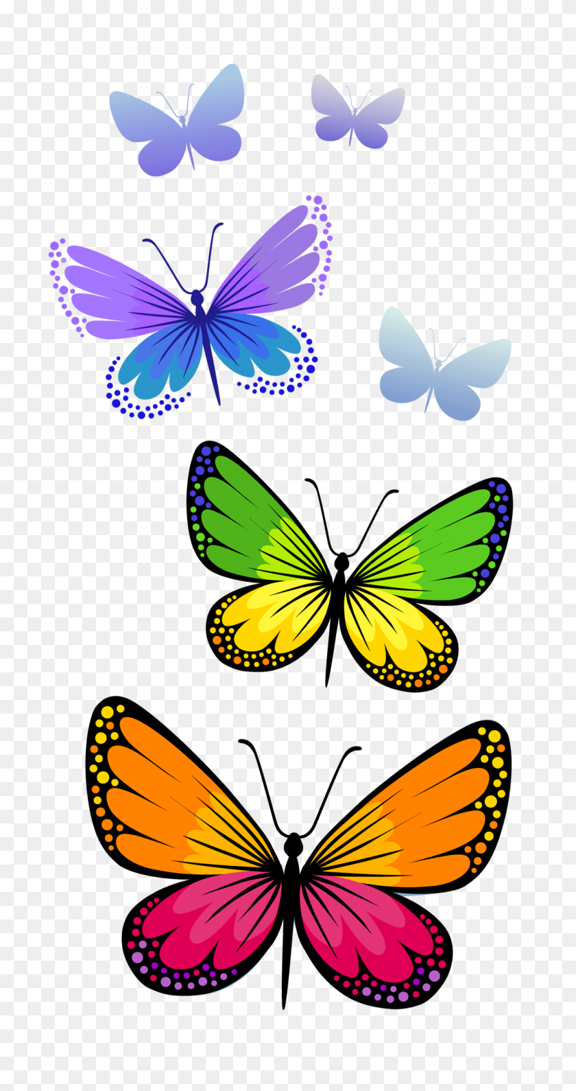 1075x2110 Butterflies Composition Png Clipart - Butterfly PNG Clipart
