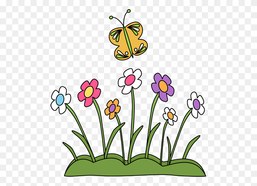 509x550 Бабочки И Цветы Клипарт Картинки - Цветочный Дизайн Клипарт