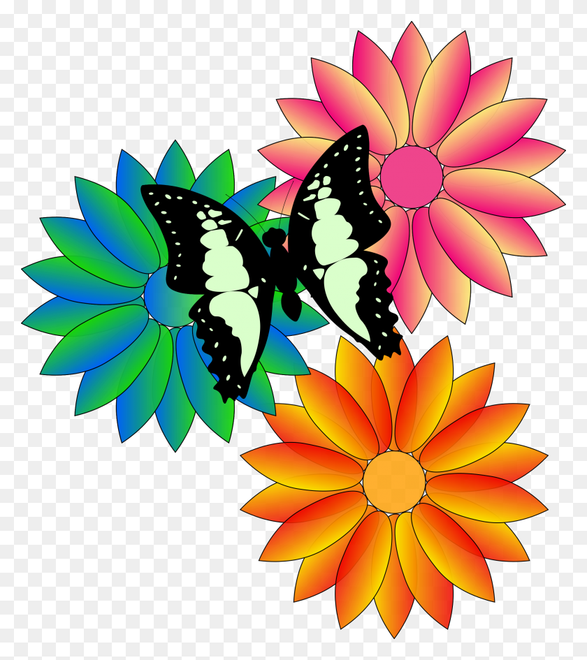 2114x2400 Butterfly And Flowers Icons Png - Spring Flowers PNG