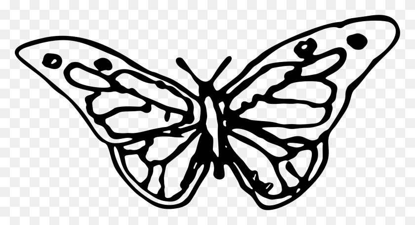 2331x1189 Бабочка И Рука Клипарт Черно-Белые Картинки - Контур Бабочки Клипарт