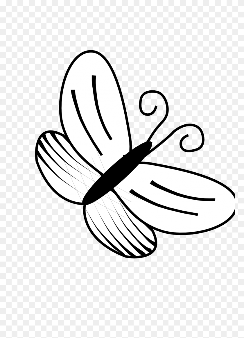 999x1413 Butterfly Black And White Clip Art - Pillow Clipart Black And White