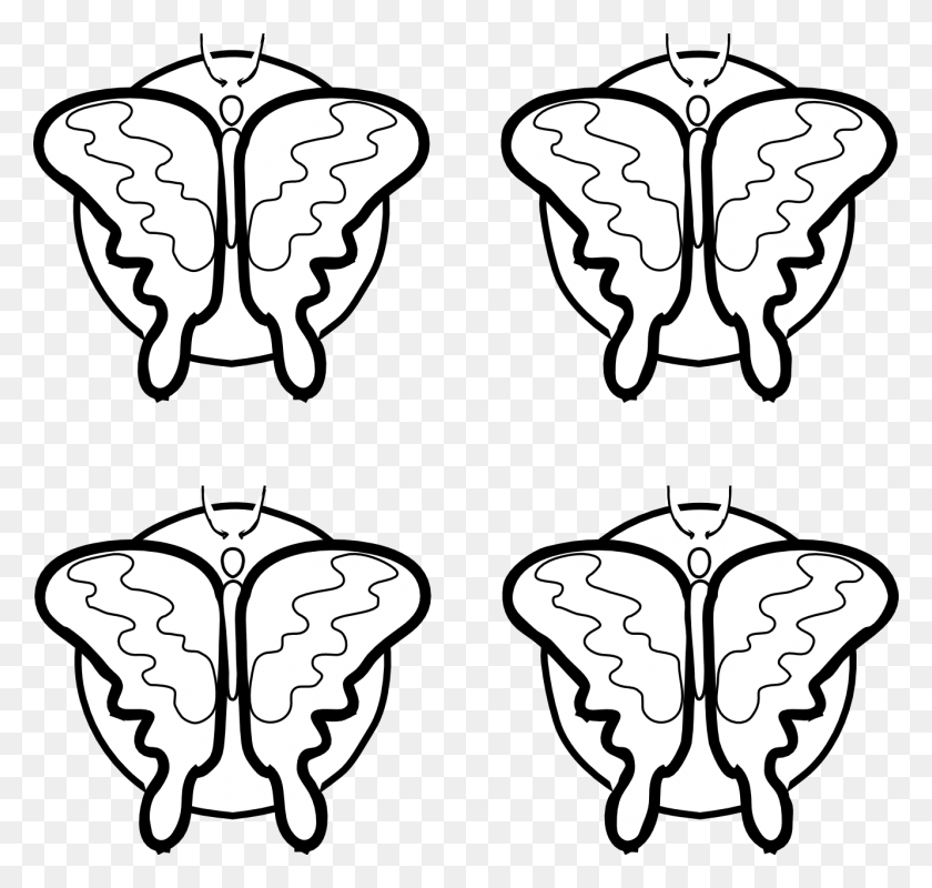 1331x1263 Butterfly Black And White Clip Art - Quarter Clipart Black And White
