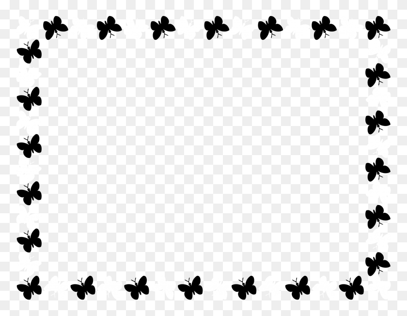 2400x1824 Butterfly Border Clipart Black And White Clip Art Images - Wedding Border PNG