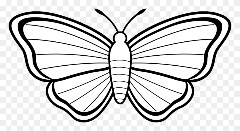 940x481 Butterfly Clip Art Black And White - White Butterfly Clipart