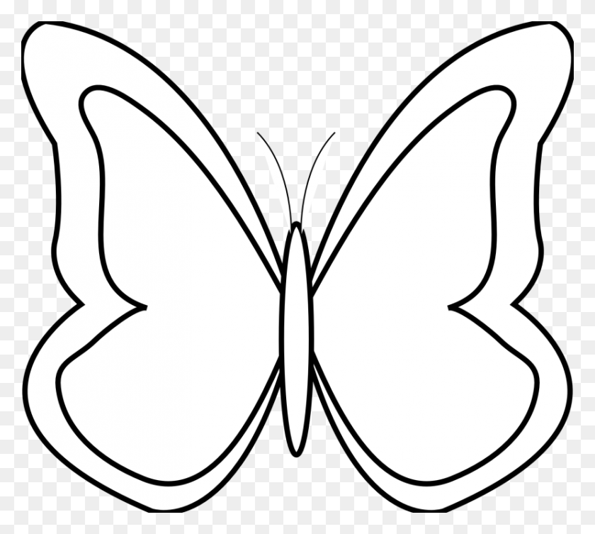 830x738 Клипарт Бабочка Черно-Белый - Клипарт Белая Бабочка