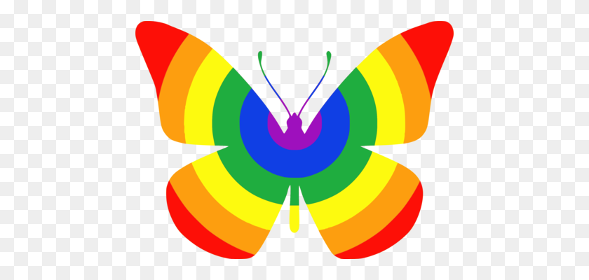 454x340 Butterfly Drawing Cartoon Download - Rainbow Clipart Free