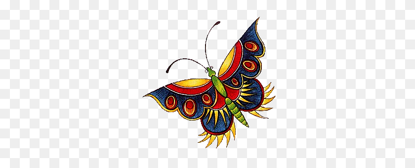 276x280 Butterfly, Embroidery And Dragonflies - Butterfly Outline Clipart