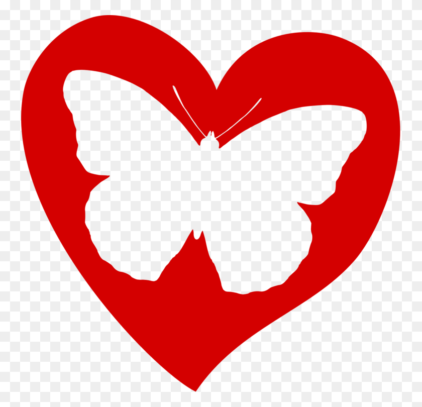 755x750 Butterfly Heart - Red Butterfly Clipart