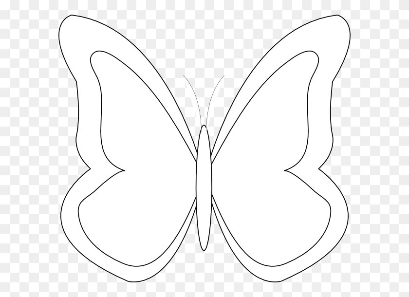 600x550 Butterfly Outline Clip Arts Download - Butterfly Clipart Black And White Outline