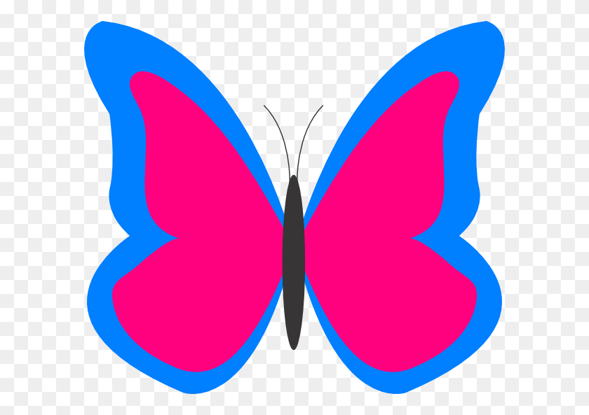 600x533 Бабочка Контур Клипарт - Розовая Бабочка Клипарт