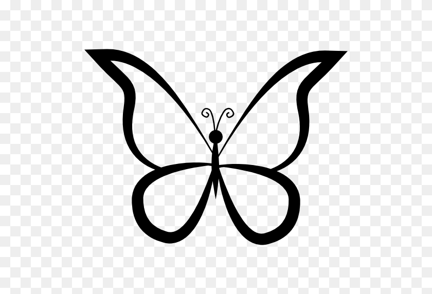 512x512 Diseño De Contorno De Mariposa Desde La Vista Superior - Contorno De Mariposa Png